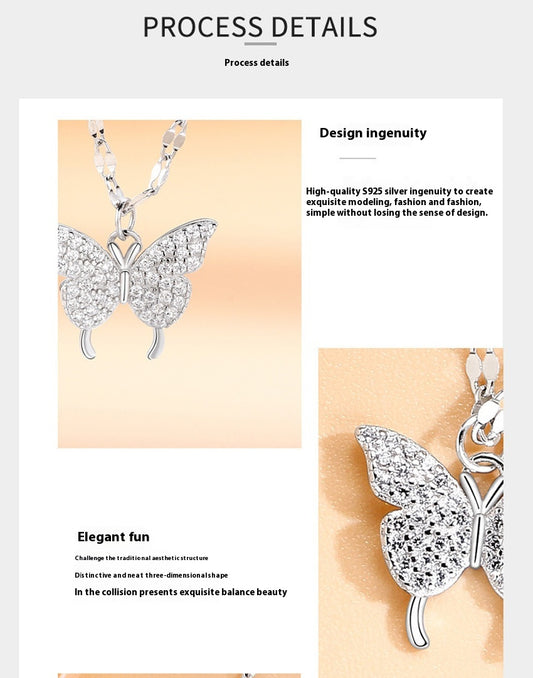 Butterfly Necklace For Women Light Luxury Minority High-grade Tassel Clavicle Chain