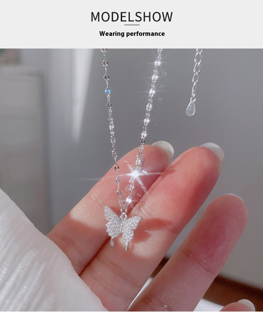 Butterfly Necklace For Women Light Luxury Minority High-grade Tassel Clavicle Chain